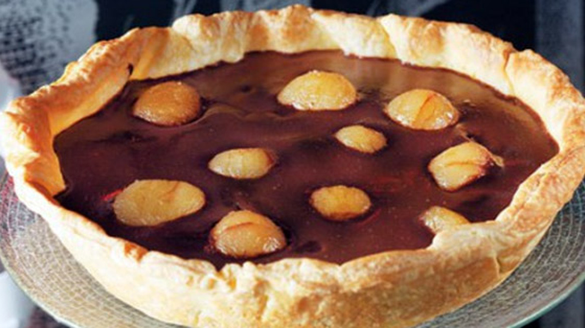 Τάρτα με σοκολάτα και μαρόν γλασέ