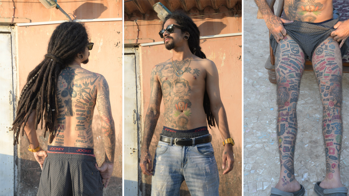 Ινδός έκανε τατουάζ στο σώμα του 442 λογότυπα εταιρειών για να μπει στα Ρεκόρ Γκίνες!