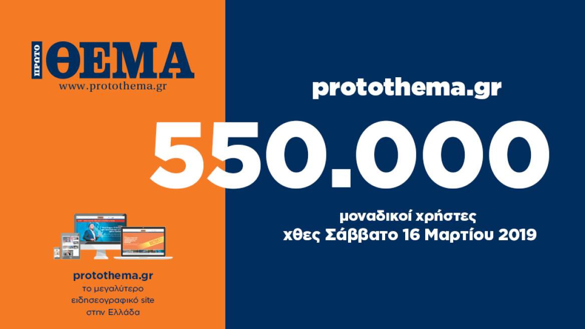 550.000 μοναδικοί χρήστες ενημερώθηκαν χθες Σάββατο 16  Μαρτίου από το protothema.gr