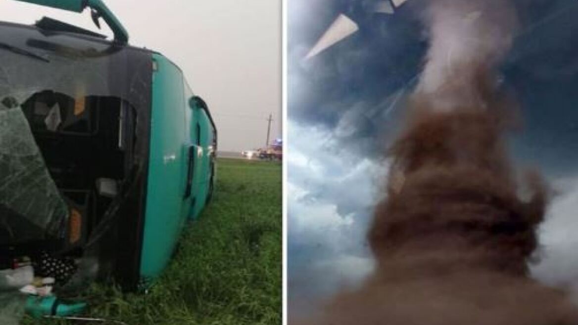 Ανεμοστρόβιλος «εκτινάσσει» λεωφορείο με 40 άτομα - Δείτε βίντεο που τράβηξε επιβάτης!