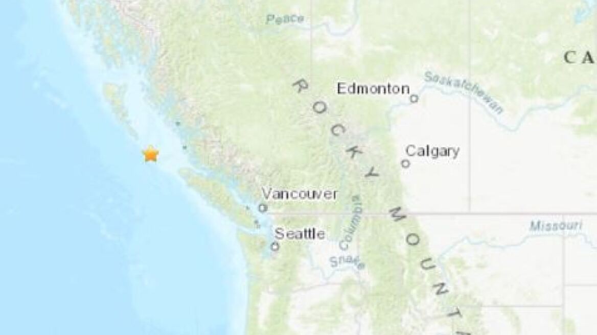 Σεισμός 6,5 Ρίχτερ βορειοδυτικά της νήσου Βανκούβερ του Καναδά