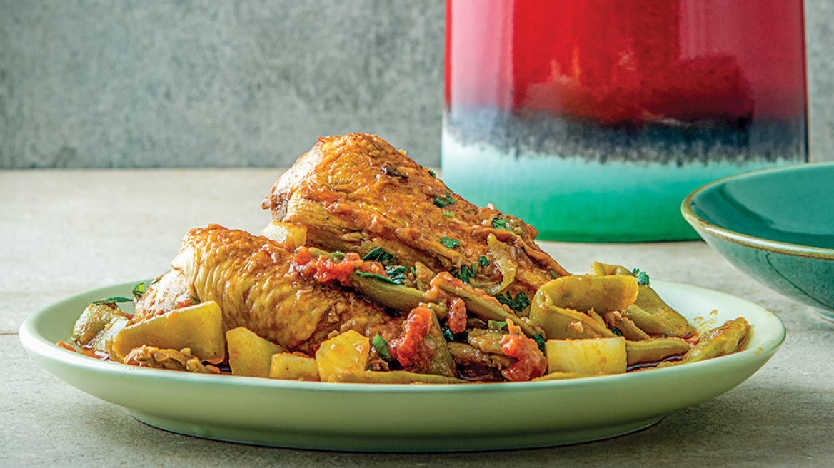 Κόκορας με φασολάκια