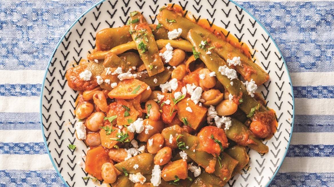 Πράσινα φασολάκια με φασόλια χάντρες