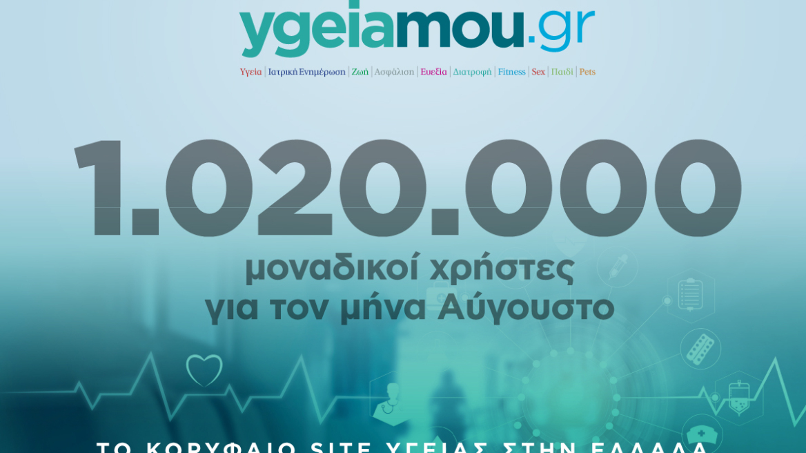 ygeiamou.gr: 1.020.000 μοναδικοί χρήστες τον Αύγουστο
