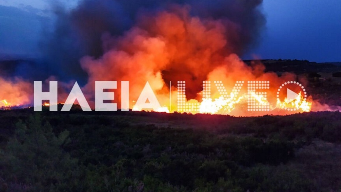 Ηλεία: Καλύτερη η εικόνα από τη φωτιά που καίει δασική έκταση - Βίντεο