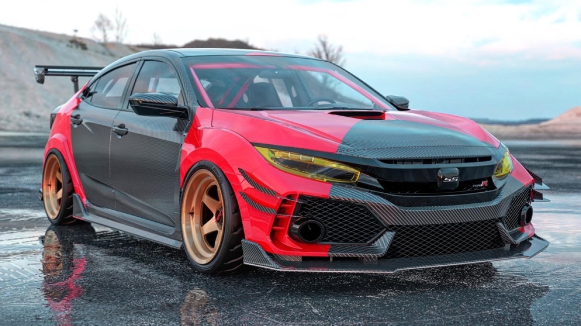 Φανταστικό (render) Honda Civic Type R με V8 από την General Motors