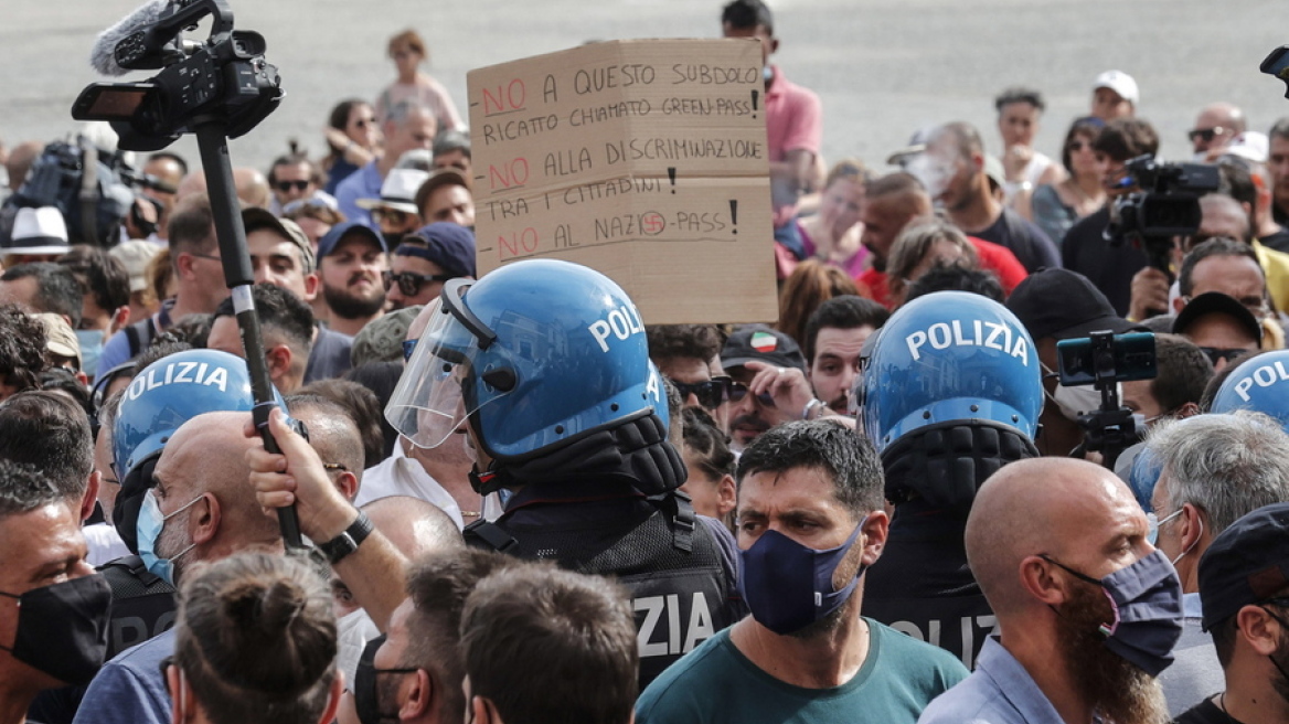 Ιταλία: Κινητοποιήσεις κατά του «πράσινου πάσου» στη Ρώμη