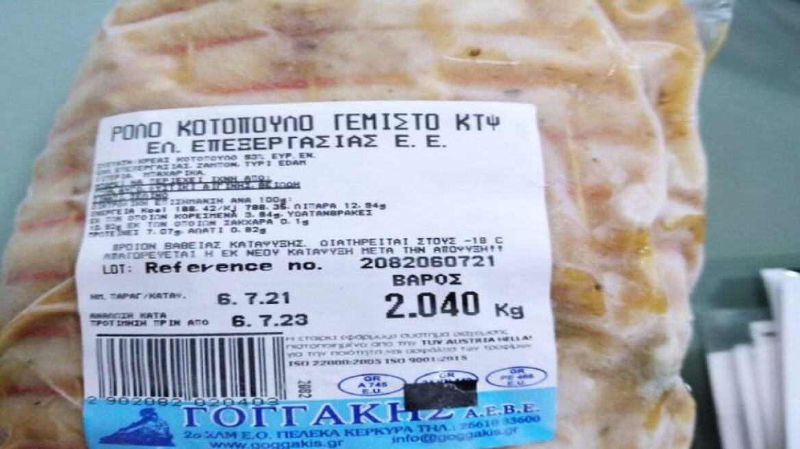 ΕΦΕΤ: Ανακαλεί ρολό κοτόπουλο και κατεψυγμένο κιμά λόγω σαλμονέλας