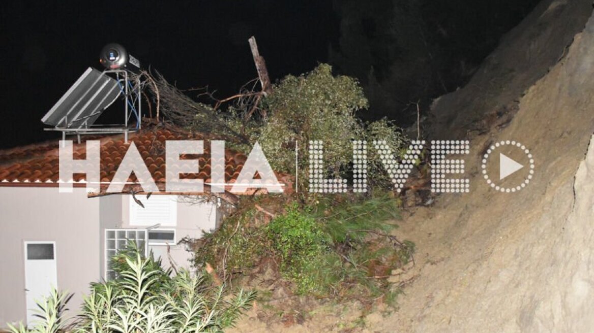 Ηλεία: Κατολίσθηση στο Κατάκολο - Δέντρο προσγειώθηκε πάνω σε σπίτι