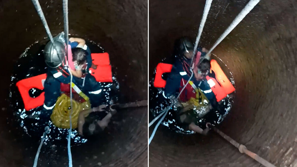 Κέρκυρα: Καρέ-καρέ η στιγμή που γιαγιά και εγγονή απεγκλωβίζονται από πηγάδι (βίντεο)