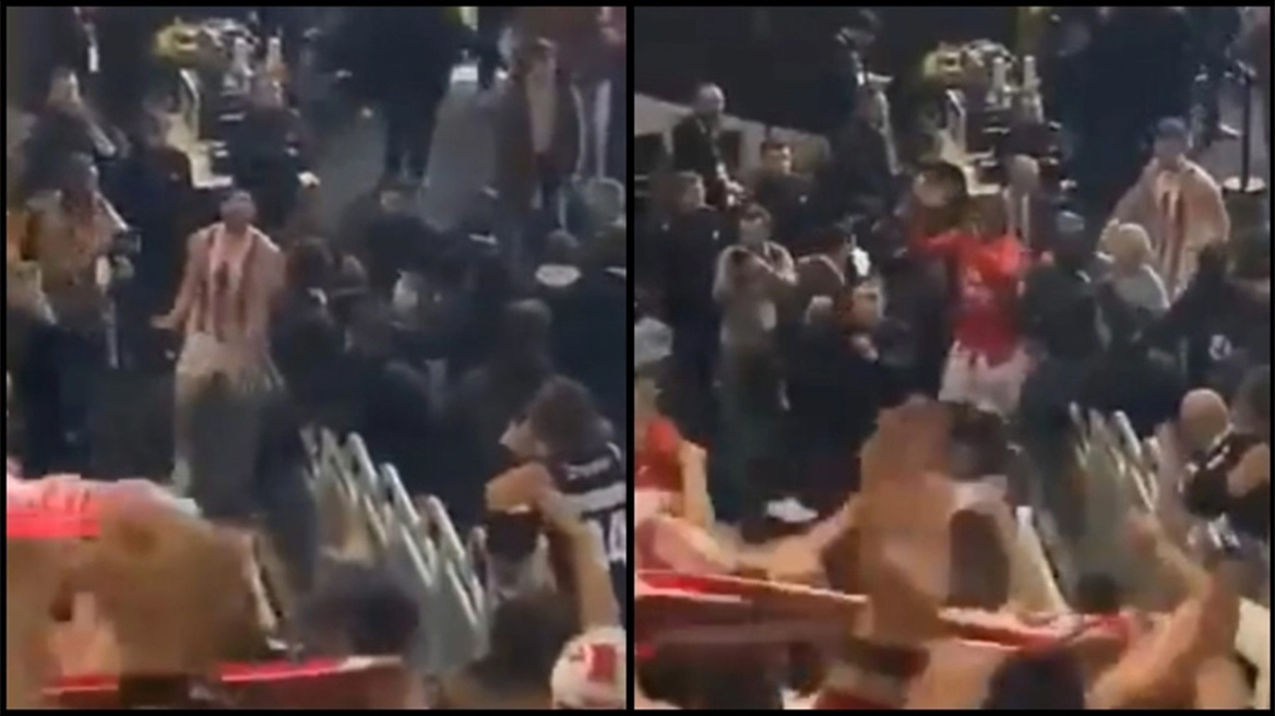 Βίρτους - Ολυμπιακός: H αποθέωση των νικητών από την εξέδρα και η κραυγή του πολεμιστή Παπανικολάου