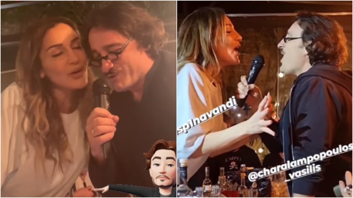 Δέσποινα Βανδή - Βασίλης Χαραλαμπόπουλος: Τραγουδούν μαζί σε ταβέρνα - Δείτε βίντεο