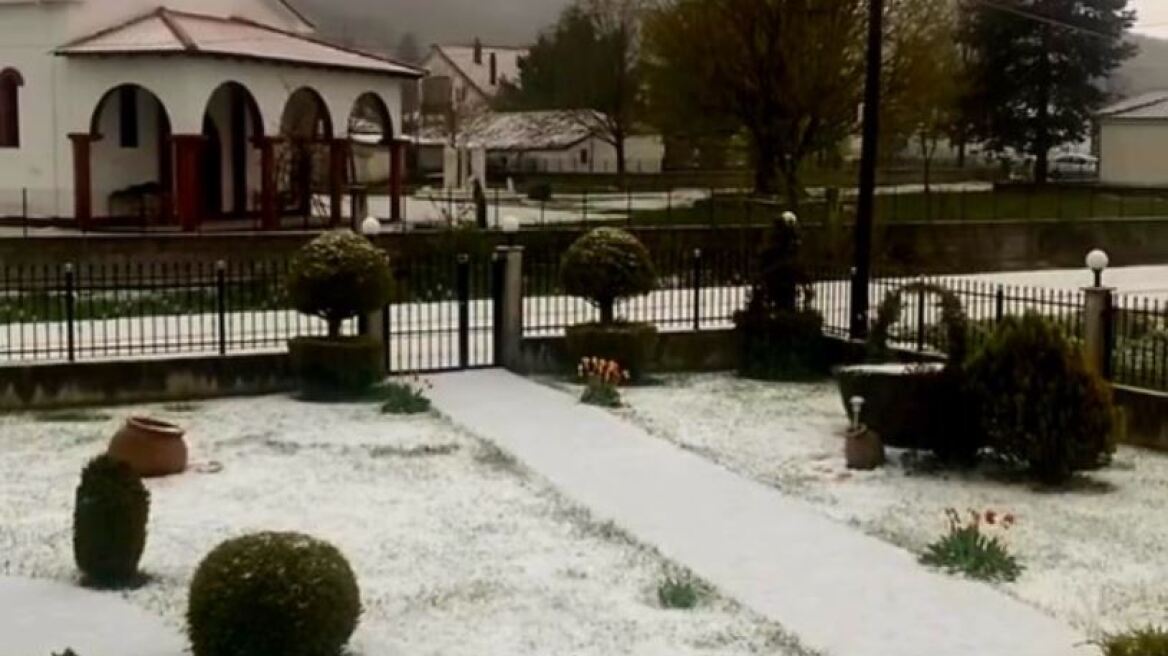 Φωτογραφία: Το χαλάζι «άσπρισε» την Καλαμπάκα