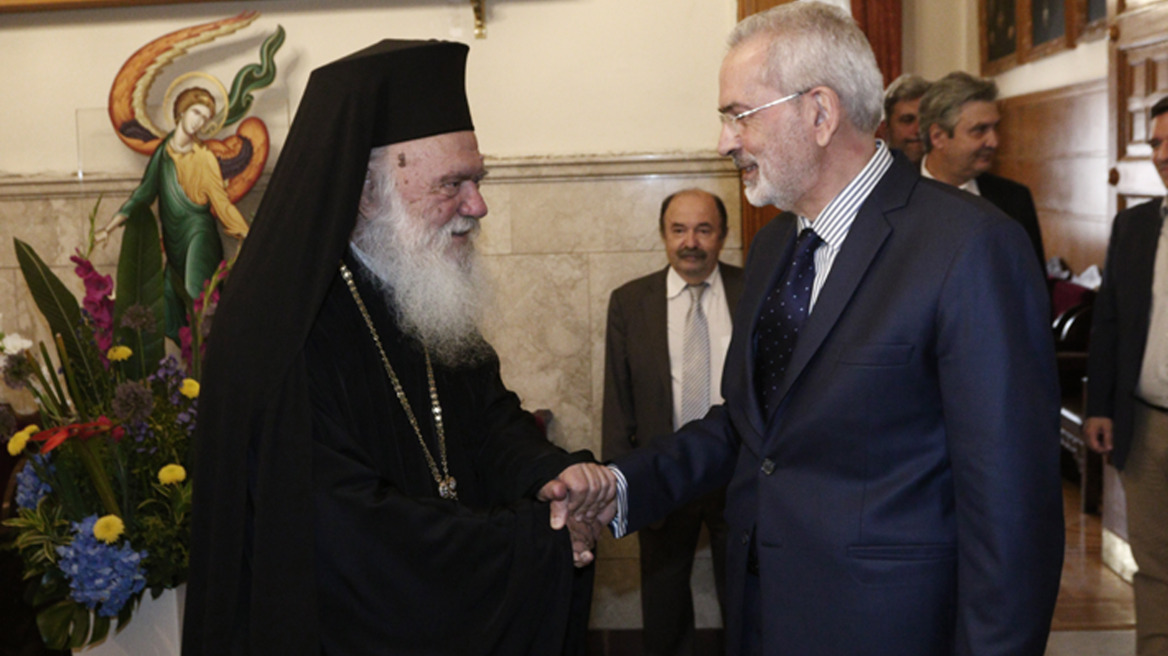 Συνάντηση του Αρχιεπισκόπου Ιερωνύμου με τον υπηρεσιακό πρωθυπουργό, Ιωάννη Σαρμά