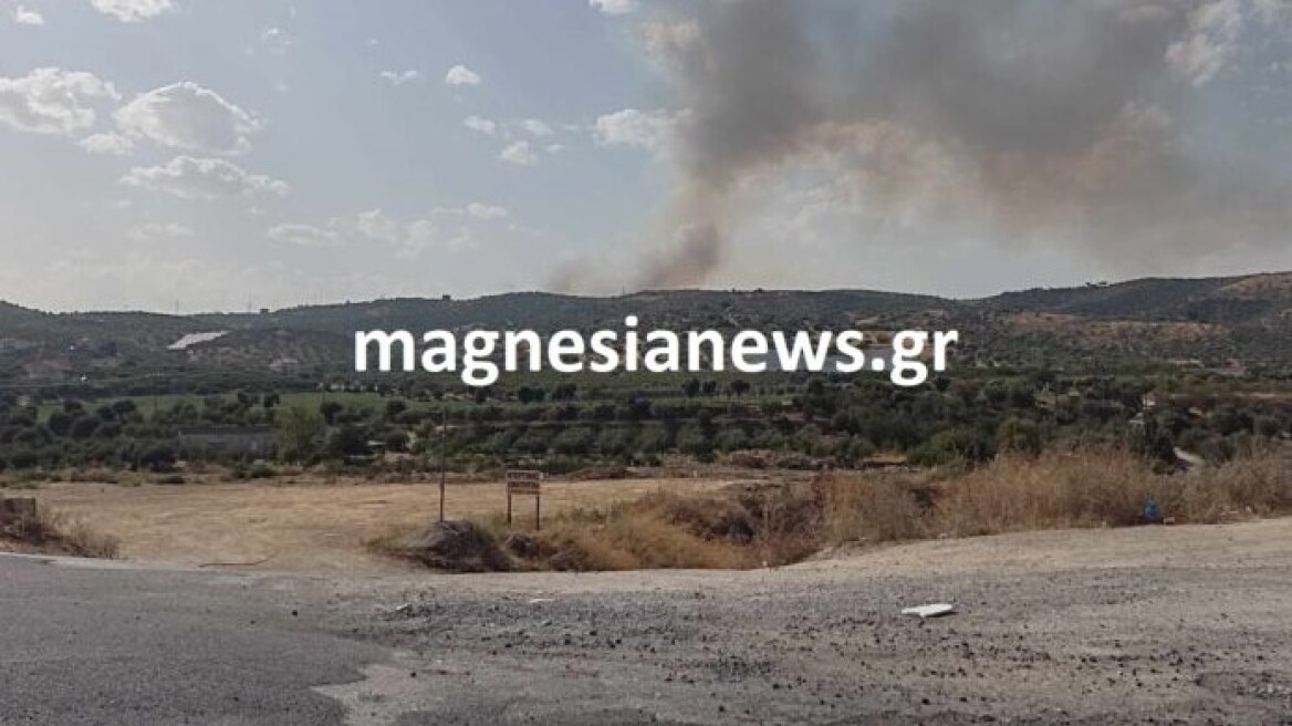 Πυρκαγιά στην περιοχή πεδίου βολής Βόλου -  Iσχυρές δυνάμεις επιχειρούν στο σημείο