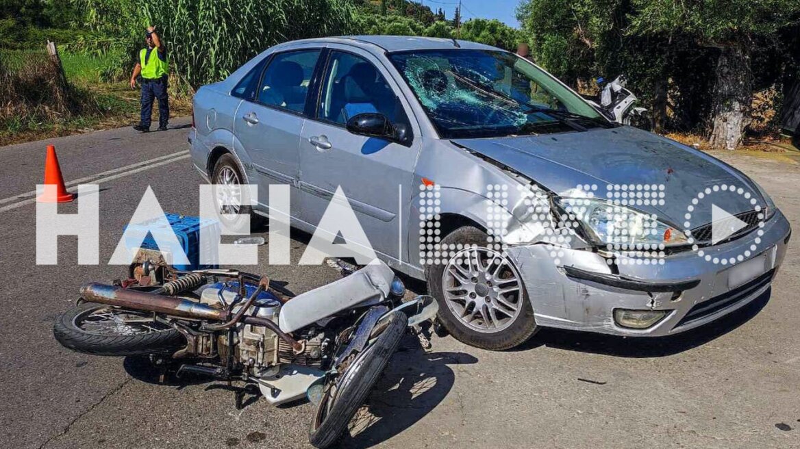 Πύργος: ΙΧ συγκρούστηκε με μηχανάκι - Στο παρμπρίζ χτύπησε ο αναβάτης και προσγειώθηκε τραυματίας στο έδαφος