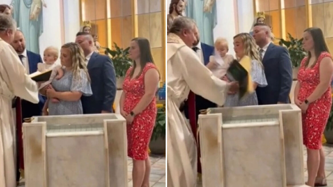 TikTok: Viral έχει γίνει η στιγμή που μωρό πετάει την Βίβλο στην κολυμπήθρα