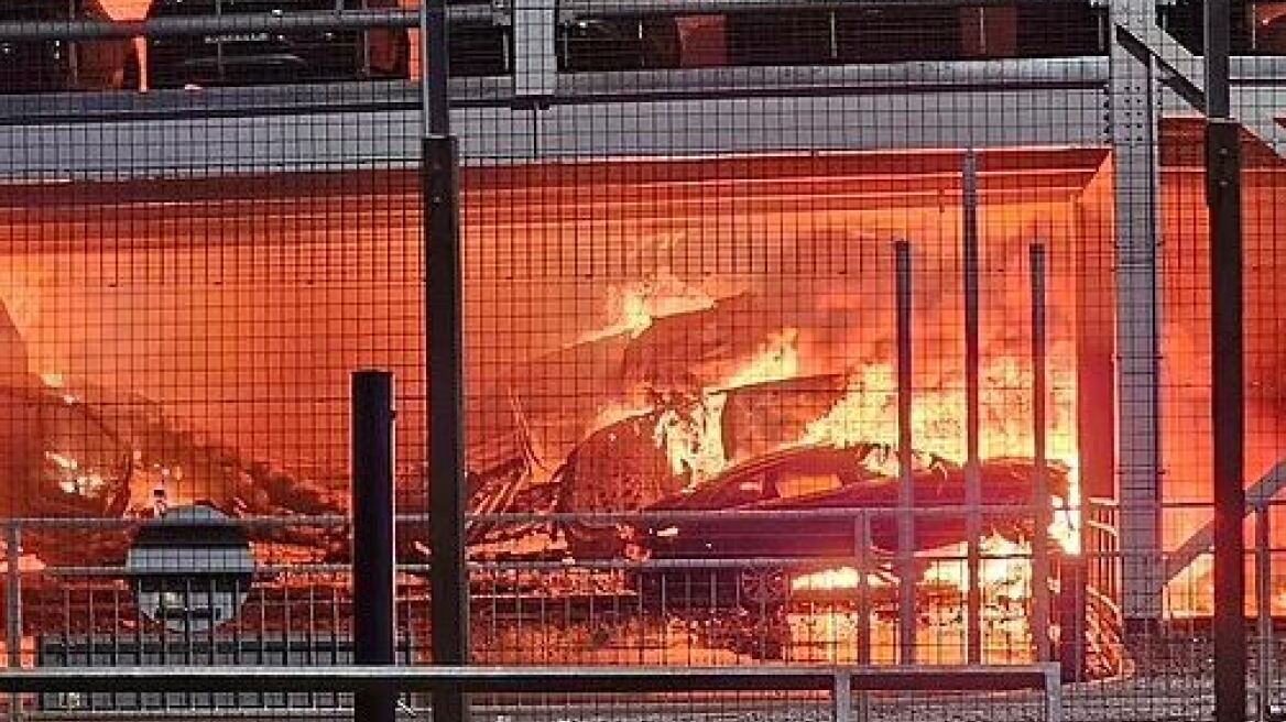 Λονδίνο:Βίντεο από τη στιγμή που ξεκινά η τεράστια φωτιά στο αεροδρόμιο Λούτον από ένα τζιπ