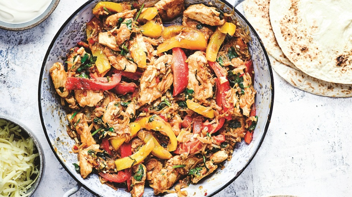 Μεξικάνικο κοτόπουλο με τορτίγιες