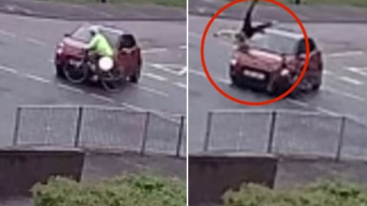 Τρομακτικό τροχαίο: Η στιγμή που ποδηλάτης συγκρούστηκε με αυτοκίνητο