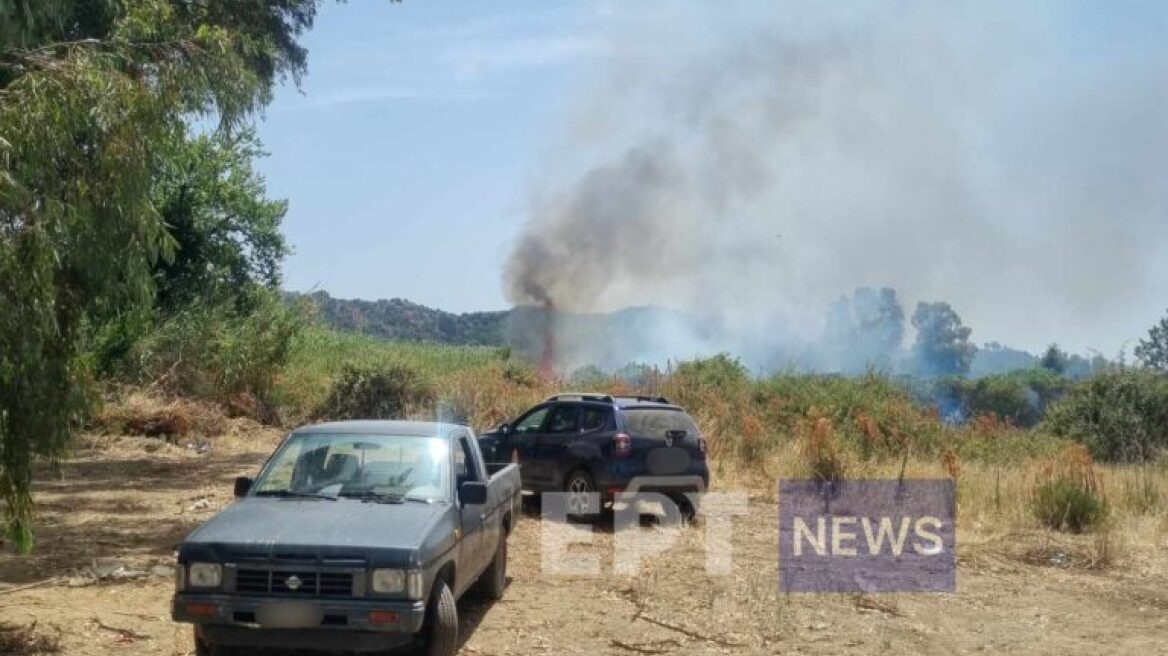 Πυρκαγιά κοντά σε καταυλισμό Ρομά στην Σπάρτη – Προληπτική απομάκρυνση οικογενειών