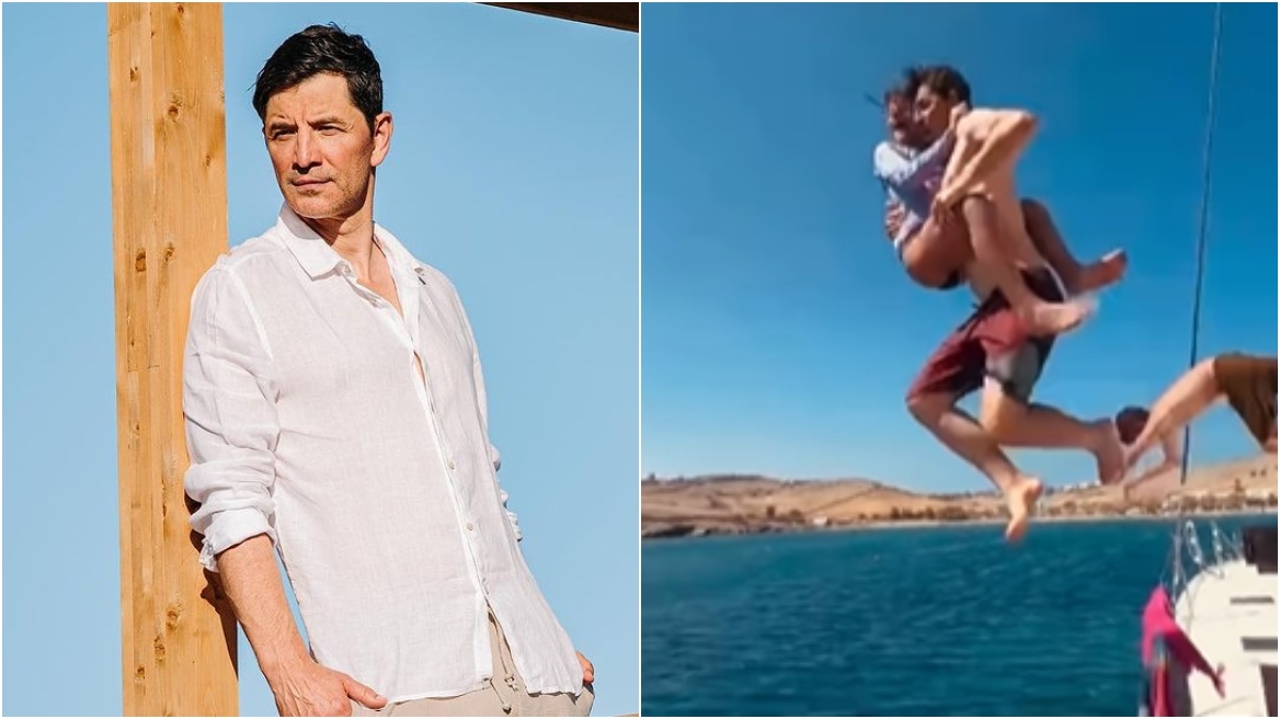 Σάκης Ρουβάς: Κάνει βουτιά από το σκάφος με τα παιδιά του