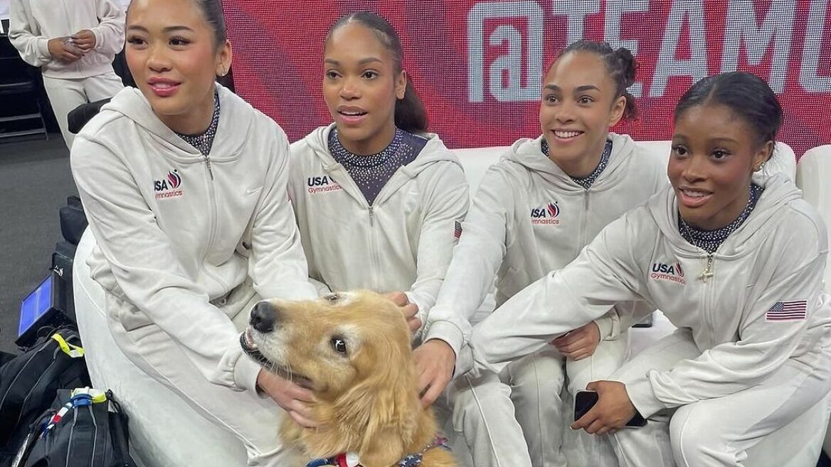 Γνωρίστε τον σκύλο θεραπείας που στηρίζει τις αθλήτριες της ομάδας Γυμναστικής των ΗΠΑ