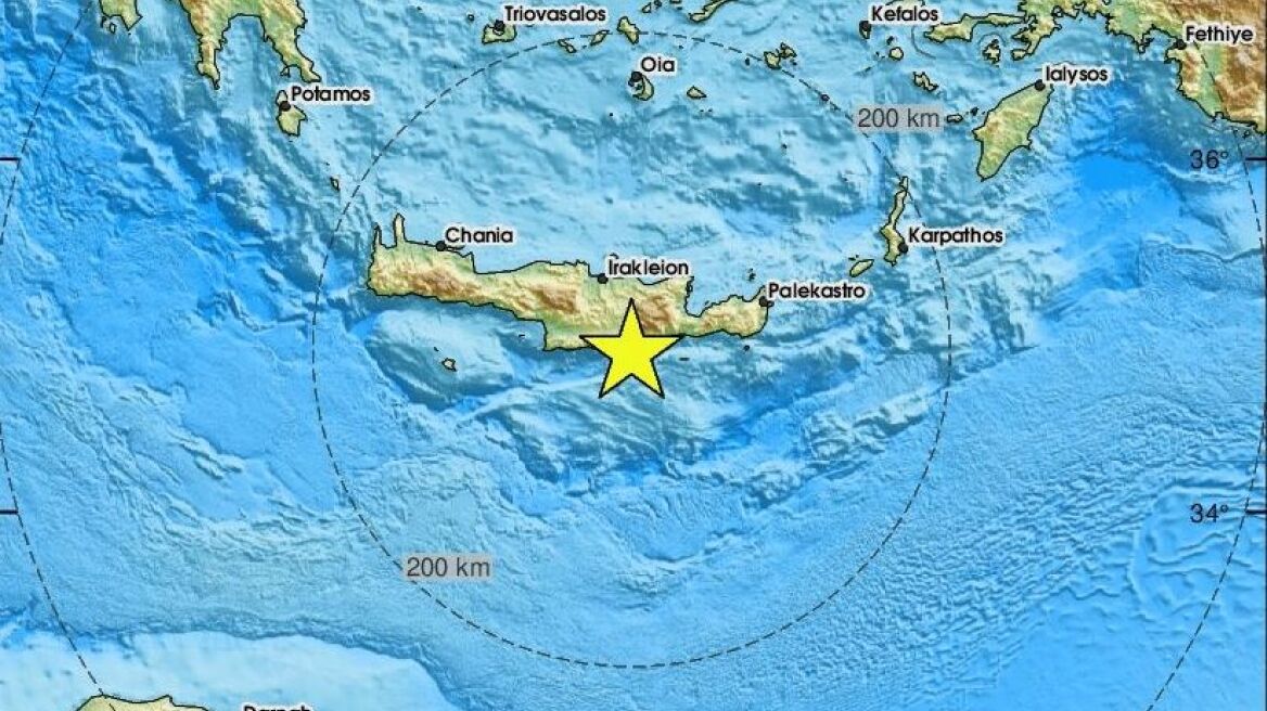 Σεισμός 3,6 Ρίχτερ νότια της Κρήτης