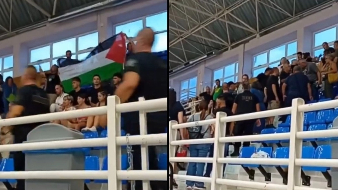 Ένταση στο Ελλάδα - Ισραήλ για το Ευρωπαϊκό Πρωτάθλημα Κ20: Θεατές σήκωσαν σημαία της Παλαιστίνης και φώναξαν συνθήματα