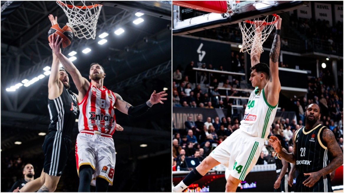 EuroLeague: Πρώτος με διαφορά ο Ολυμπιακός, ισοβαθμία στη 2η θέση για Παναθηναϊκό και Φενέρ - Δείτε βίντεο 