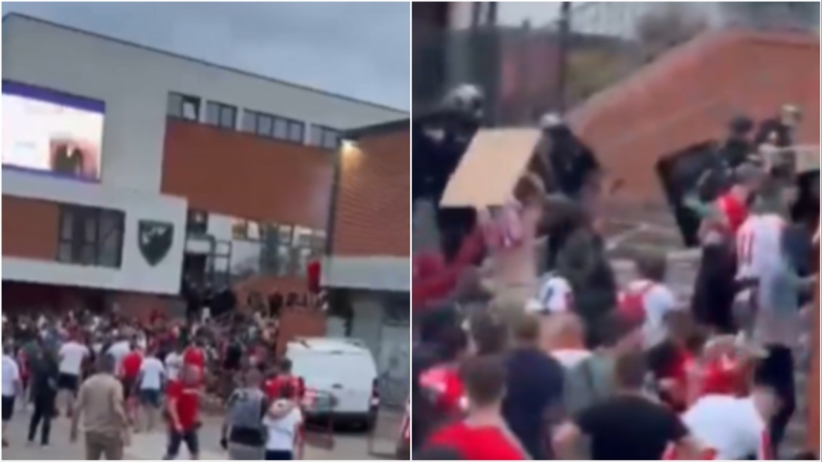 Βίντεο: Επεισόδια μεταξύ οπαδών του Ερυθρού Αστέρα και της αστυνομίας πριν τον αγώνα με την Λίνκολν 