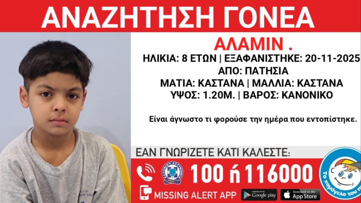 Εντοπίστηκε 8χρονος να περιπλανιέται ασυνόδευτος στα Πατήσια - Αναζητούνται οι γονείς του 
