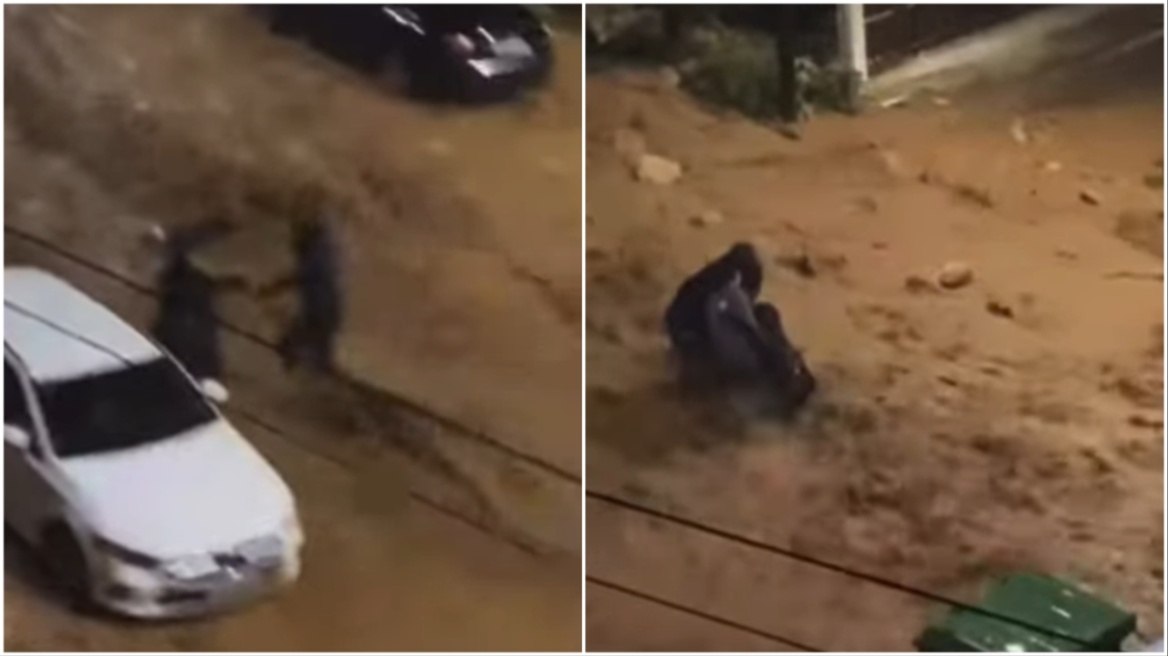 Γυναίκα σώθηκε την τελευταία στιγμή από ορμητικό χείμαρρο στην Άνω Γλυφάδα, δείτε βίντεο