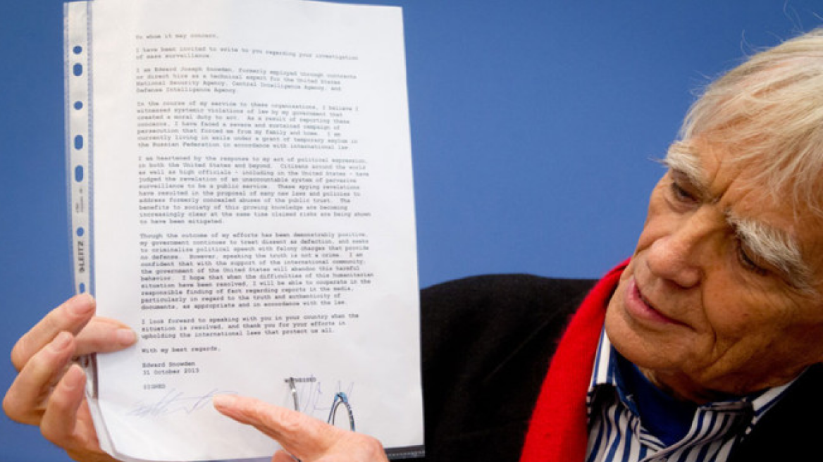 Αυτή είναι η επιστολή του Σνόουντεν στην Μέρκελ