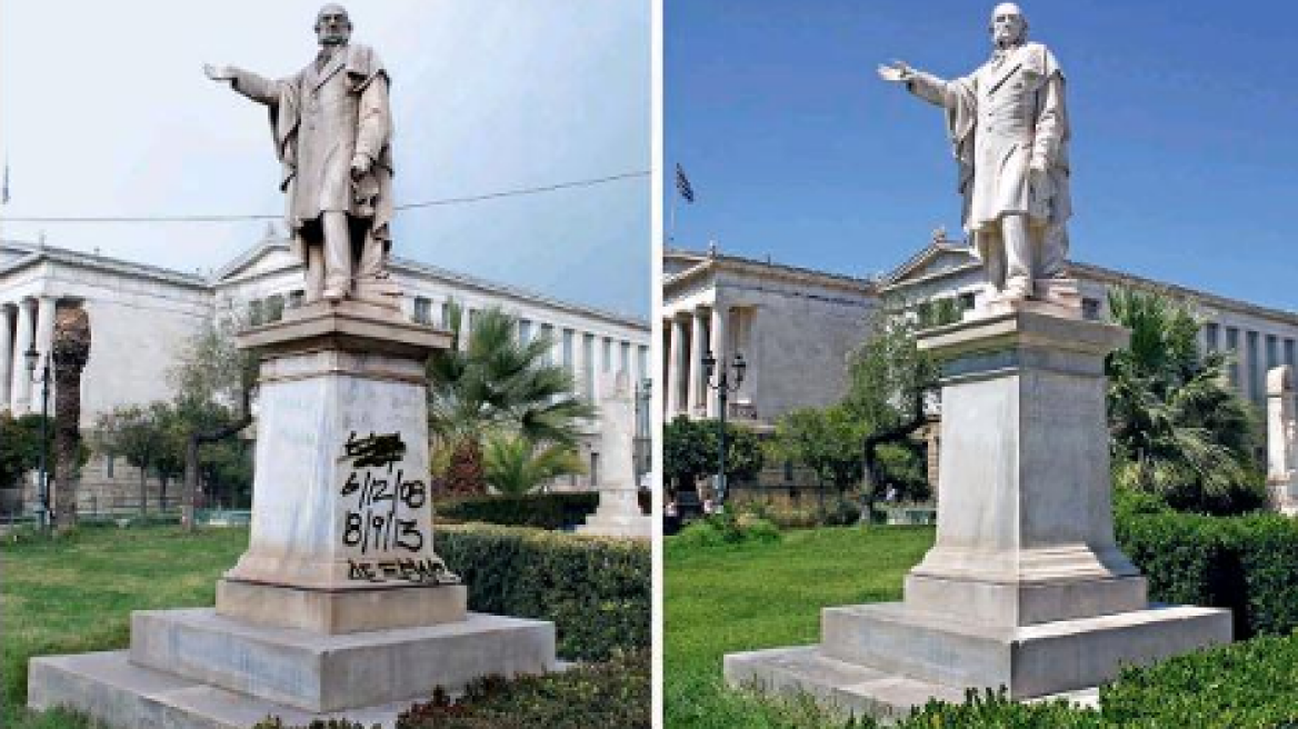 Λευκά ξανά τα αγάλματα στα Προπύλαια