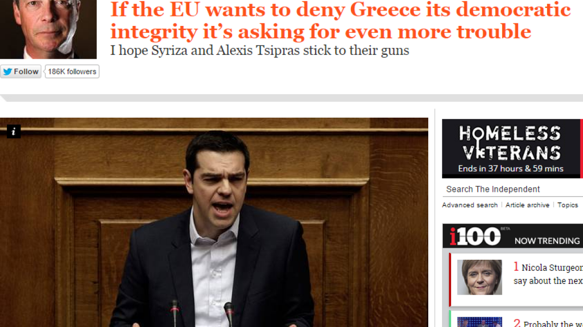 Φάρατζ: Ελπίζω ο ΣΥΡΙΖΑ να μην κάνει πίσω στις θέσεις του