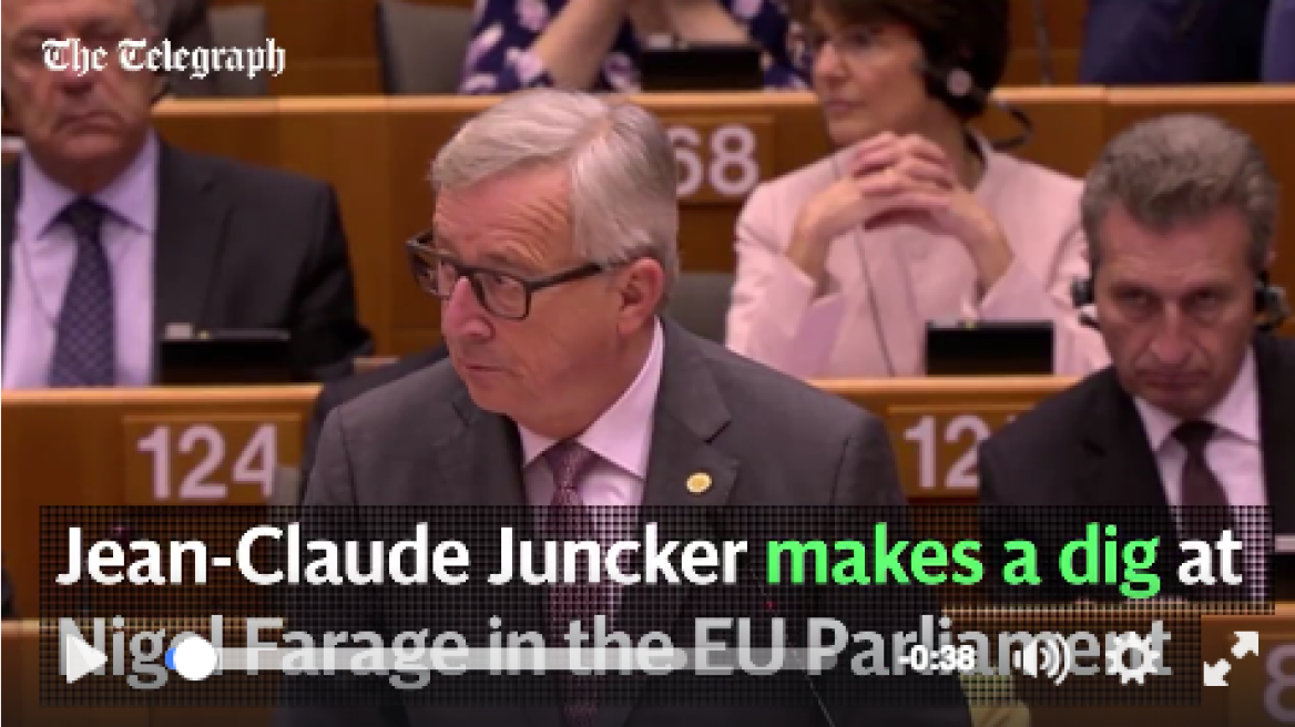 Watch Jean Claude Juncker make a dig against Nigel Farage in the EP (video)
