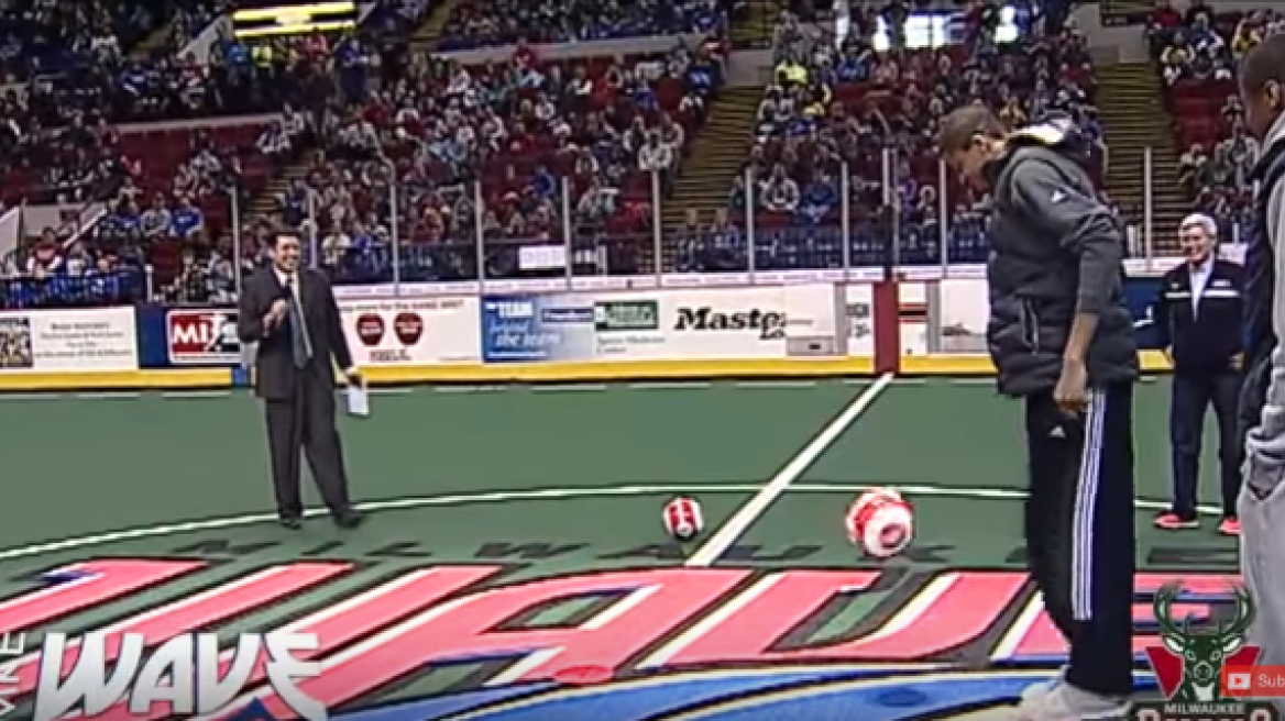 Watch the Greek Freak score a goal from the midfield (video)