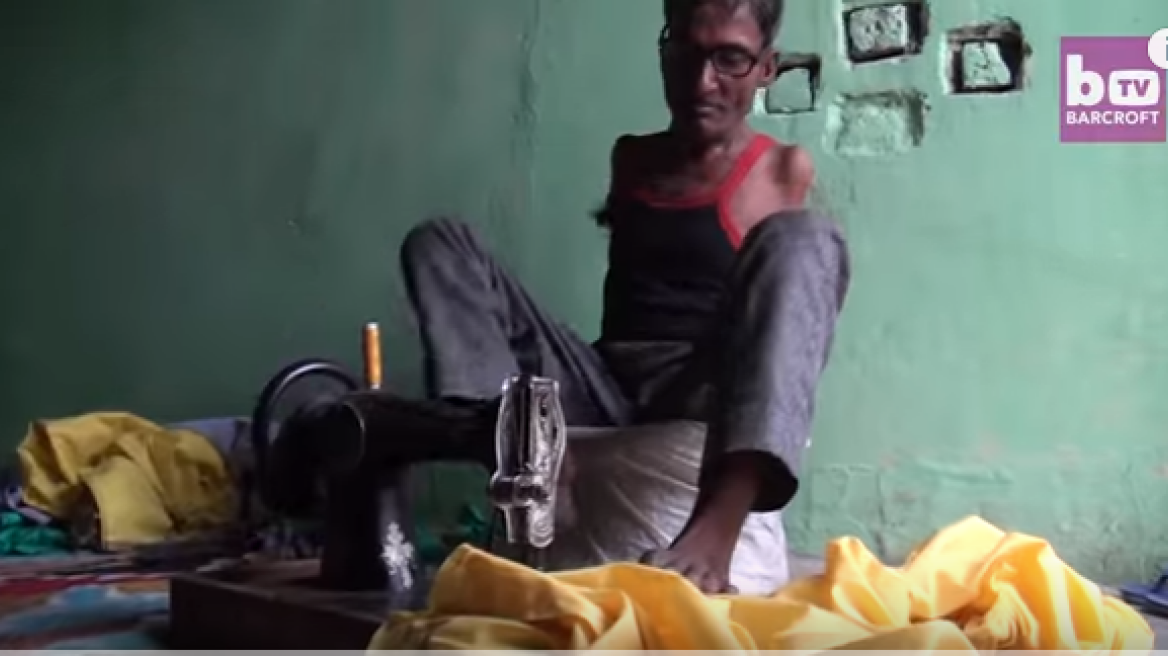 The armless man who is a tailor (video)