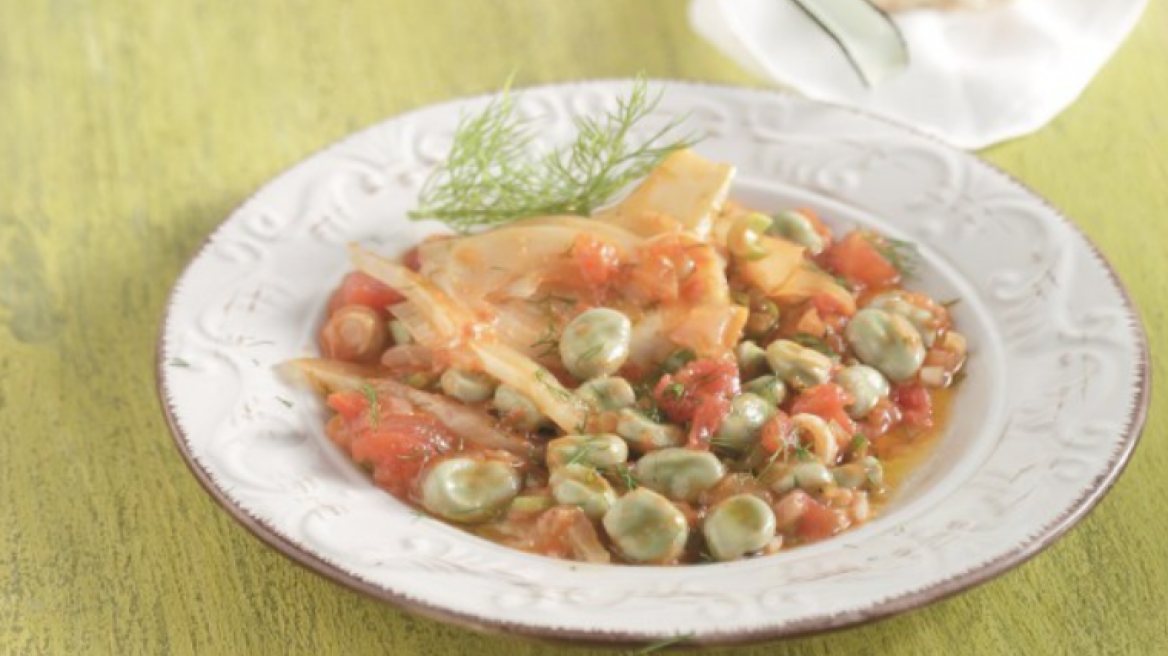 Κουκιά χλωρά γιαχνί με μάραθο