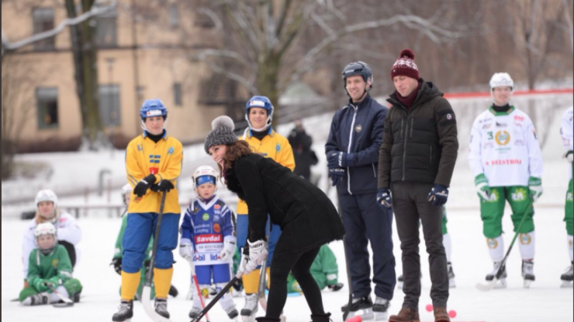Η εγκυμονούσα Κέιτ Μίντλετον παίζει χόκεϊ επί πάγου στη Στοκχόλμη!