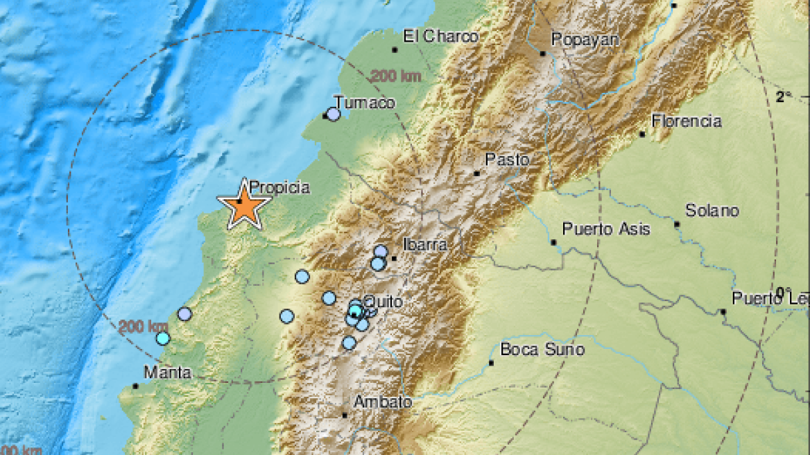 Σεισμός 5,8 Ρίχτερ κοντά στις ακτές του Ισημερινού