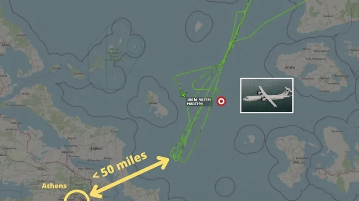 Τουρκικό αεροπλάνο μόλις 80 χιλιόμετρα από την Αθήνα