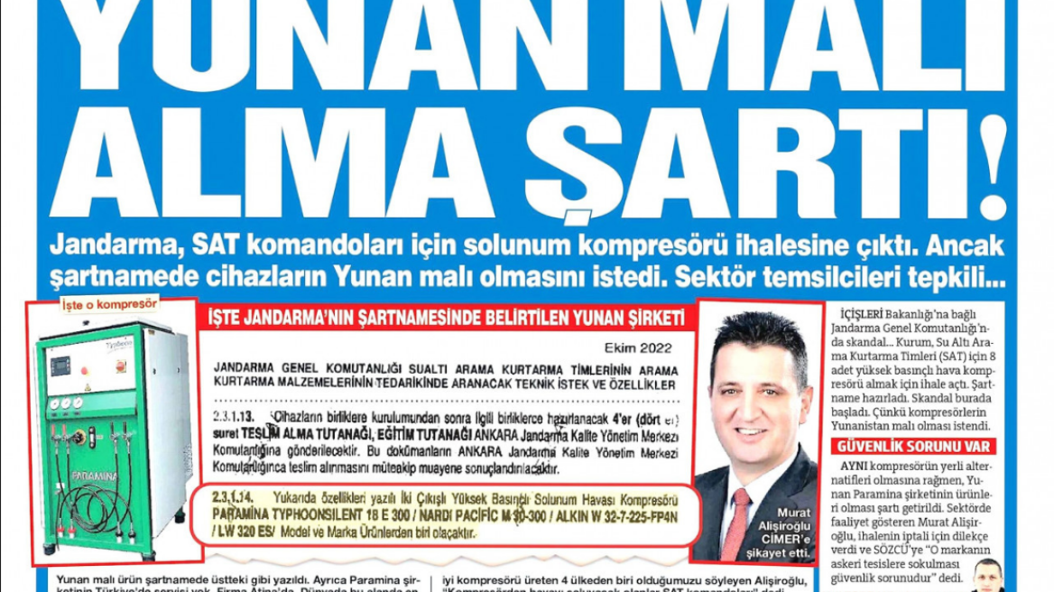 Sozcu: Αγοράζουμε αεροσυμπιεστές… «Made in Greece»