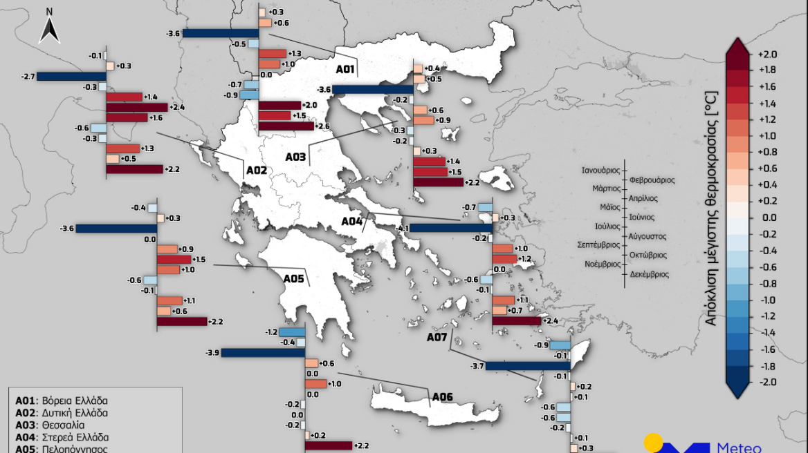 Καιρός - Meteo: Η πορεία της θερμοκρασίας στη χώρα μας ανά μήνα - Δείτε χάρτη