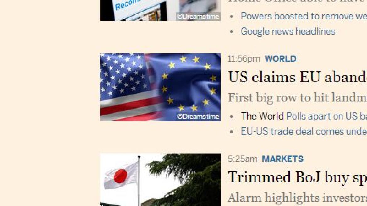 ΗΠΑ: Η ΕΕ δεν καταργεί τους δασμούς στο διατλαντικό εμπόριο παρά τις υποσχέσεις