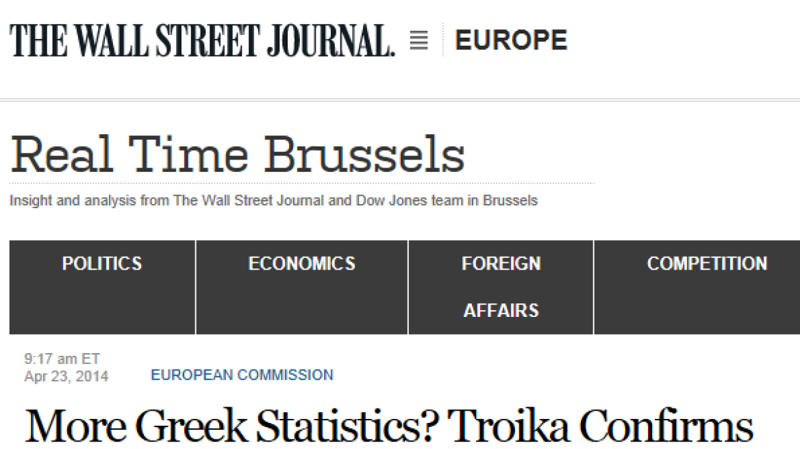 WSJ: Είναι το πρωτογενές πλεόνασμα νέο επεισόδιο στα... greek statistics;