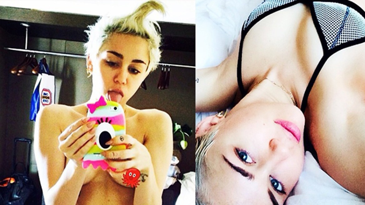 Miley Cyrus: Ημίγυμνη πριν και ντυμένη μετά το μπάνιο