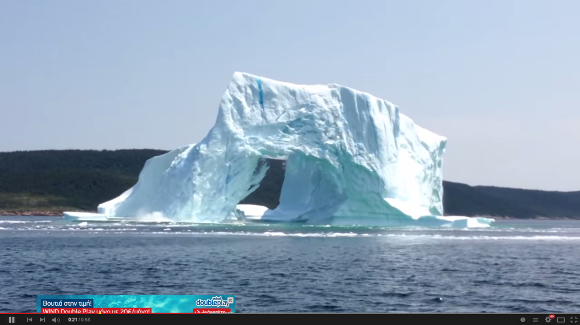 Βίντεο: Τρόμος από κατάρρευση παγόβουνου στο Newfoundland του Καναδά!