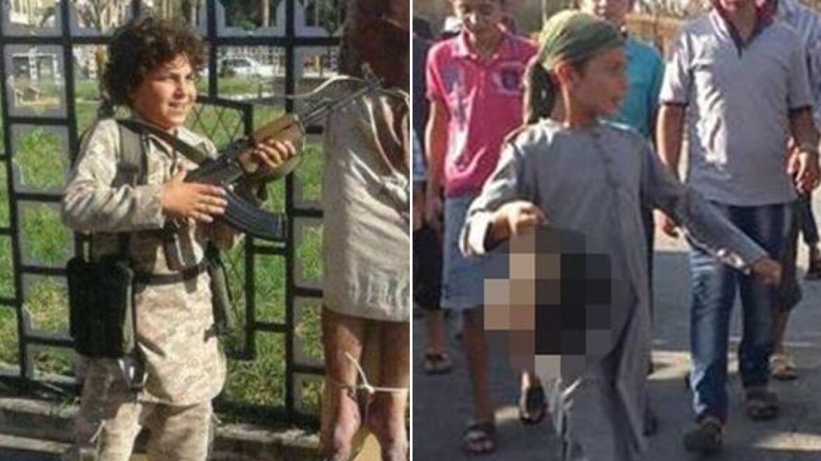 Εικόνες-σοκ: Τα παιδιά του ΙΚ ποζάρουν με Καλάσνικοφ και κομμένα κεφάλια